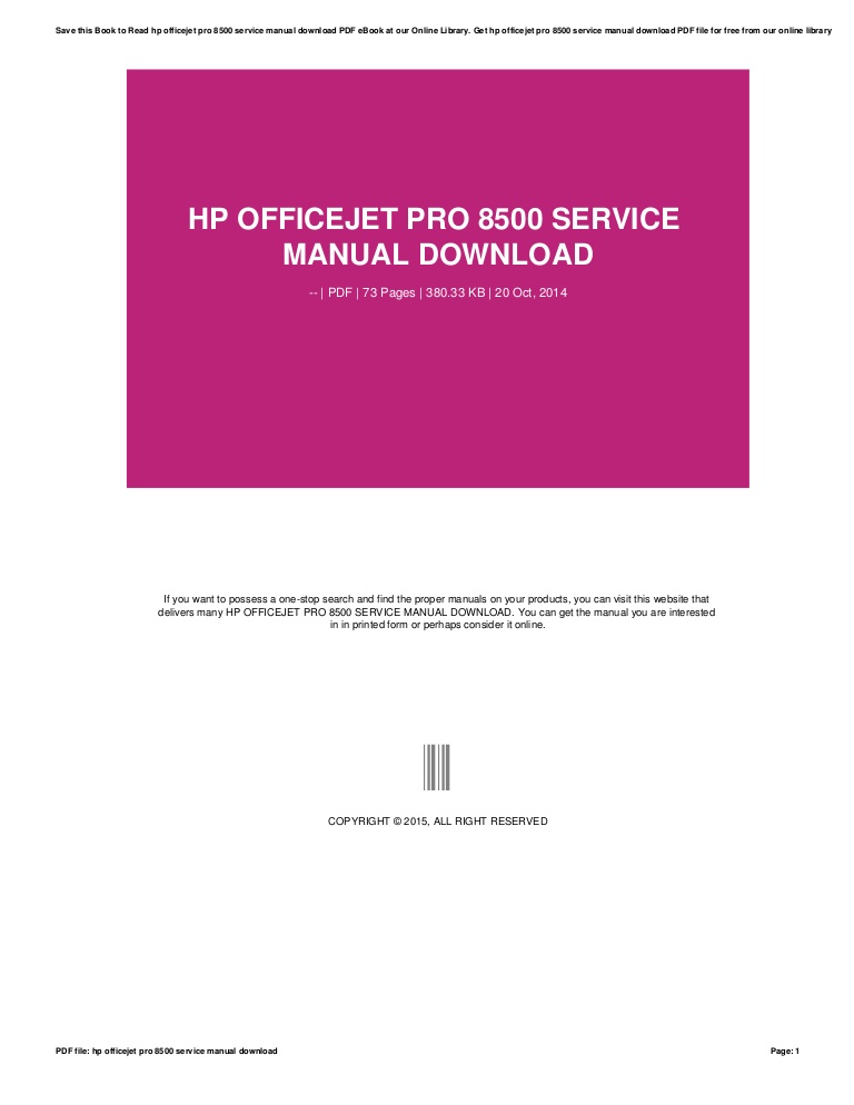 Hp officejet pro 8500a user manual
